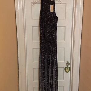 Michael Kors Black and Silver Maxi Dress